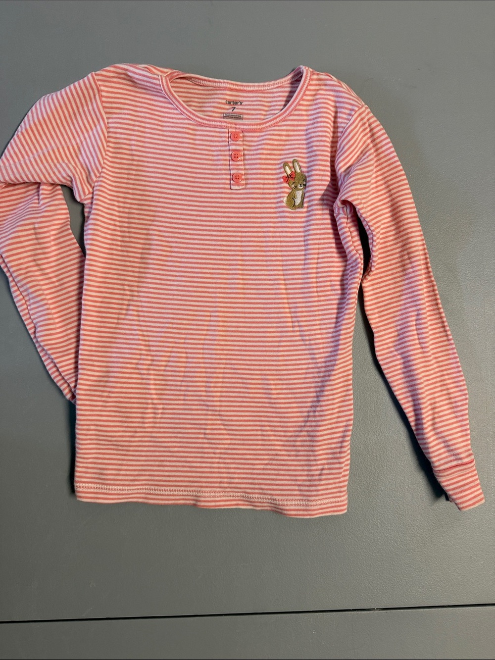 Carter's Pink and White Striped Long-Sleeve Pajama Top
